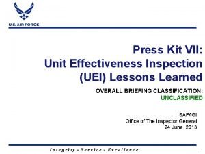 Unit effectiveness inspection