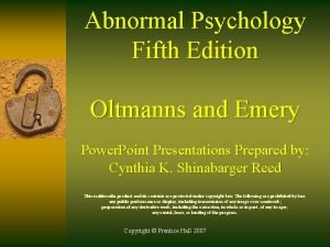 Abnormal Psychology Fifth Edition Oltmanns and Emery Power