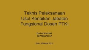 Teknis Pelaksanaan Usul Kenaikan Jabatan Fungsional Dosen PTKI