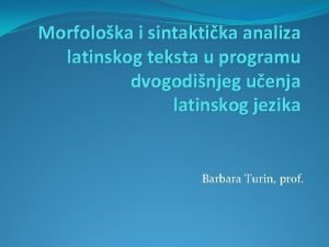 Morfoloska analiza recenice
