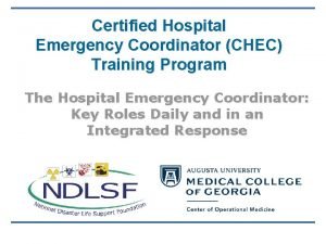 Emergency coordinator training