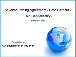 Advance pricing agreement