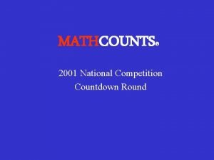 MATHCOUNTS 2001 National Competition Countdown Round The NASA