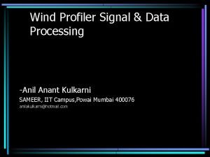 Wind Profiler Signal Data Processing Anil Anant Kulkarni