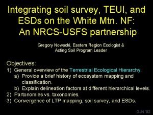 Integrating soil survey TEUI and ESDs on the