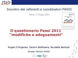 Incontro dei referenti e coordinatori PASSI Roma 17