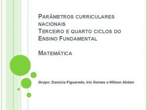 PAR METROS CURRICULARES NACIONAIS TERCEIRO E QUARTO CICLOS