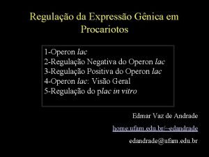 Regulao da Expresso Gnica em Procariotos 1 Operon