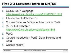 First 2 3 Lectures Intro to DMDS 1