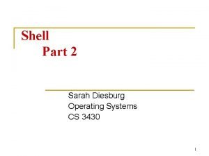 Shell Part 2 Sarah Diesburg Operating Systems CS
