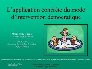 Lapplication concrte du mode dintervention dmocratique MarieJose Dupuis