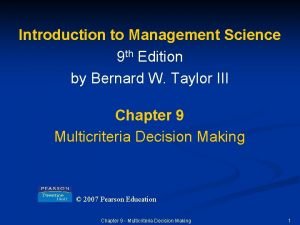 Introduction to Management Science 9 th Edition by