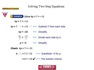 Lesson 2 solve two step equations