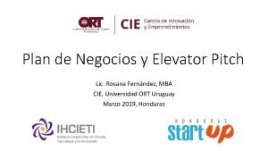 Plan de Negocios y Elevator Pitch Lic Rosana