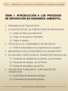 Tema 1 Introduccin a los Procesos de Separacin