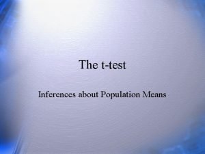 The ttest Inferences about Population Means Questions What