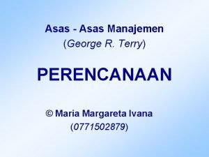 Asas asas perencanaan