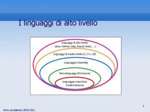 I linguaggi di alto livello 1 Anno accademico