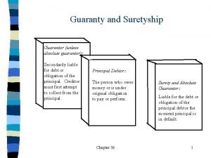 Guaranty and Suretyship Guarantor unless absolute guarantor Secondarily