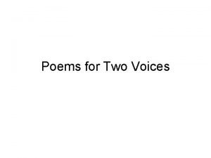 Poems with two perspectives
