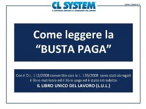 www clsystem it Come leggere la BUSTA PAGA