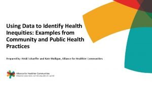 Using Data to Identify Health Inequities Examples from