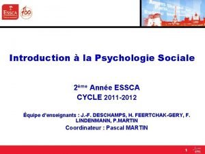 Introduction la Psychologie Sociale 2me Anne ESSCA CYCLE