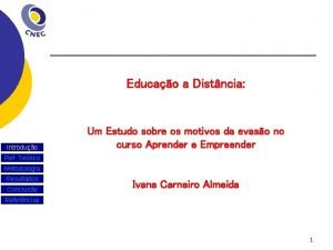 Educao a Distncia Introduo Um Estudo sobre os