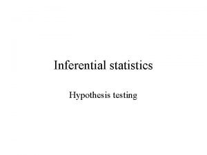 Inferential statistics Hypothesis testing Questions statistics can help