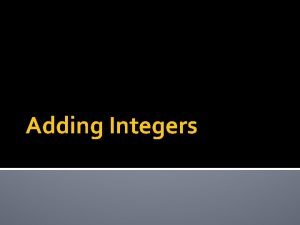 Adding Integers Adding Integers with the Same Sign