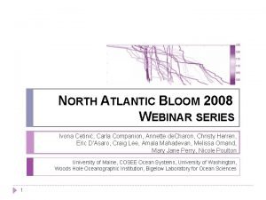 NORTH ATLANTIC BLOOM 2008 WEBINAR SERIES Ivona Cetini