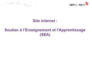 Site internet Soutien lEnseignement et lApprentissage SEA Herv