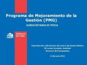 Programa de Mejoramiento de la Gestin PMG SUBSECRETARIA