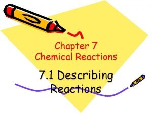 Chapter 7 Chemical Reactions 7 1 Describing Reactions