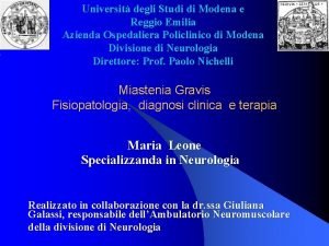 Universit degli Studi di Modena e Reggio Emilia