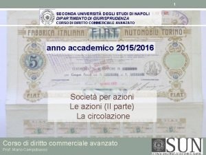 1 SECONDA UNIVERSIT DEGLI STUDI DI NAPOLI DIPARTIMENTO