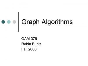 Graph Algorithms GAM 376 Robin Burke Fall 2006