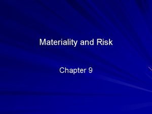Materiality and risk