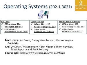 Operating Systems 202 1 3031 Itai Dinur Office