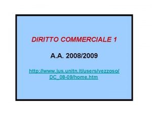 DIRITTO COMMERCIALE 1 A A 20082009 http www