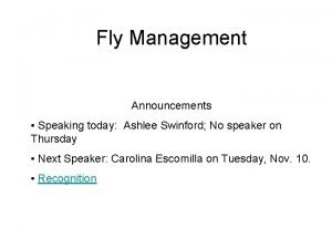 Fly Management Announcements Speaking today Ashlee Swinford No