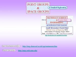 POINT GROUPS A Detailed Exploration SPACE GROUPS Part