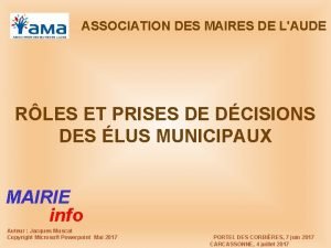 ASSOCIATION DES MAIRES DE LAUDE RLES ET PRISES