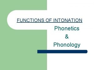 Functions of intonation in english