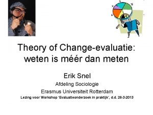 Theory of Changeevaluatie weten is mr dan meten