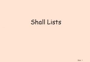 Shall Lists Slide 1 Shall List Statement Categories
