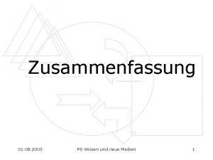 Zusammenfassung 01 08 2003 PS Wissen und neue