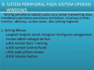 Setting peripheral