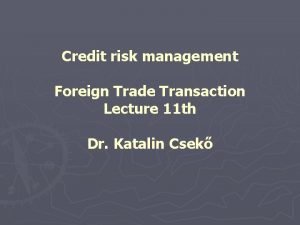 Credit risk in international trade