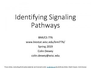 Identifying Signaling Pathways BMICS 776 www biostat wisc